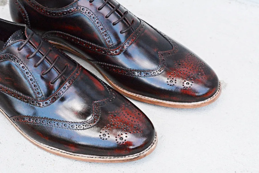 507 Lotus Burgundy Brogue Shoe with Wood Finish