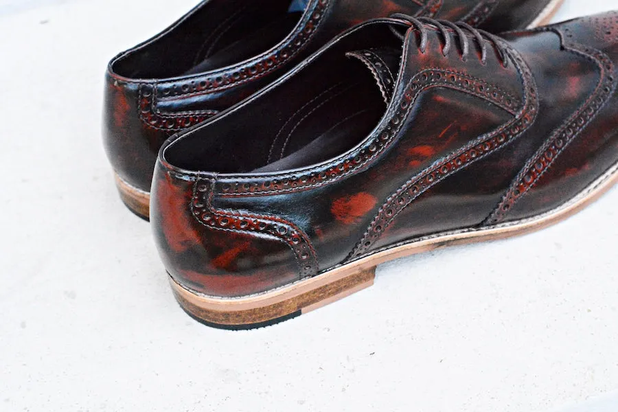 507 Lotus Burgundy Brogue Shoe with Wood Finish