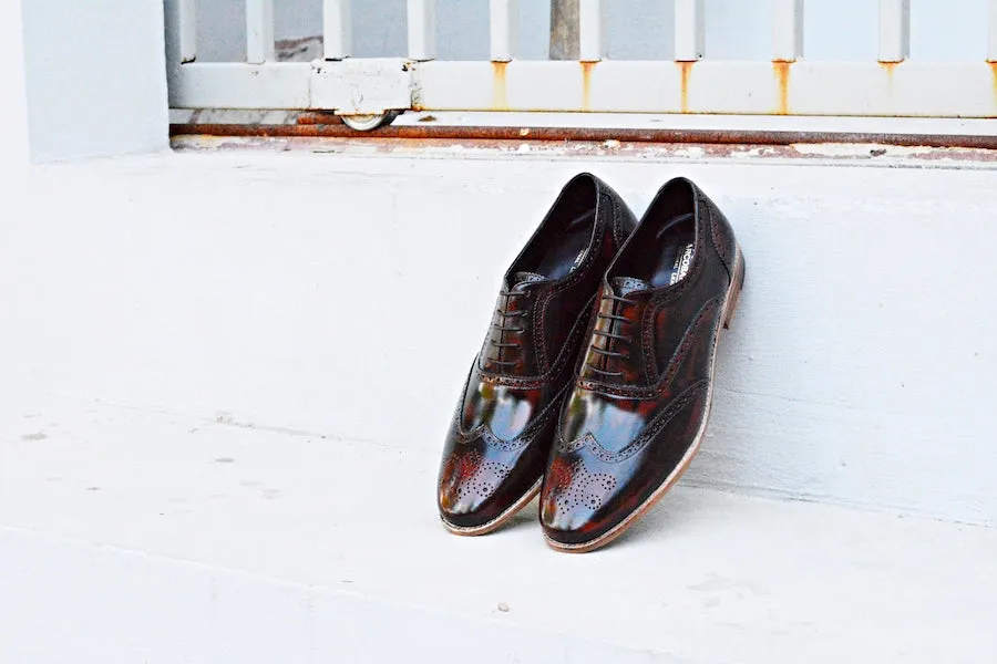 507 Lotus Burgundy Brogue Shoe with Wood Finish