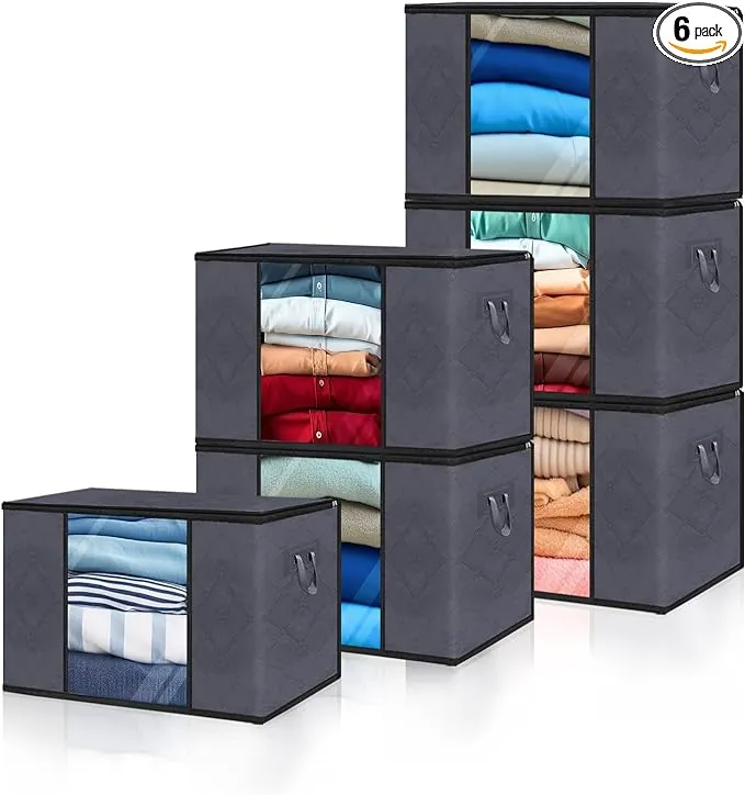 6 pieces closet organizers and storage containers for clothes, dimensions 60 x 40 x 35 cm.