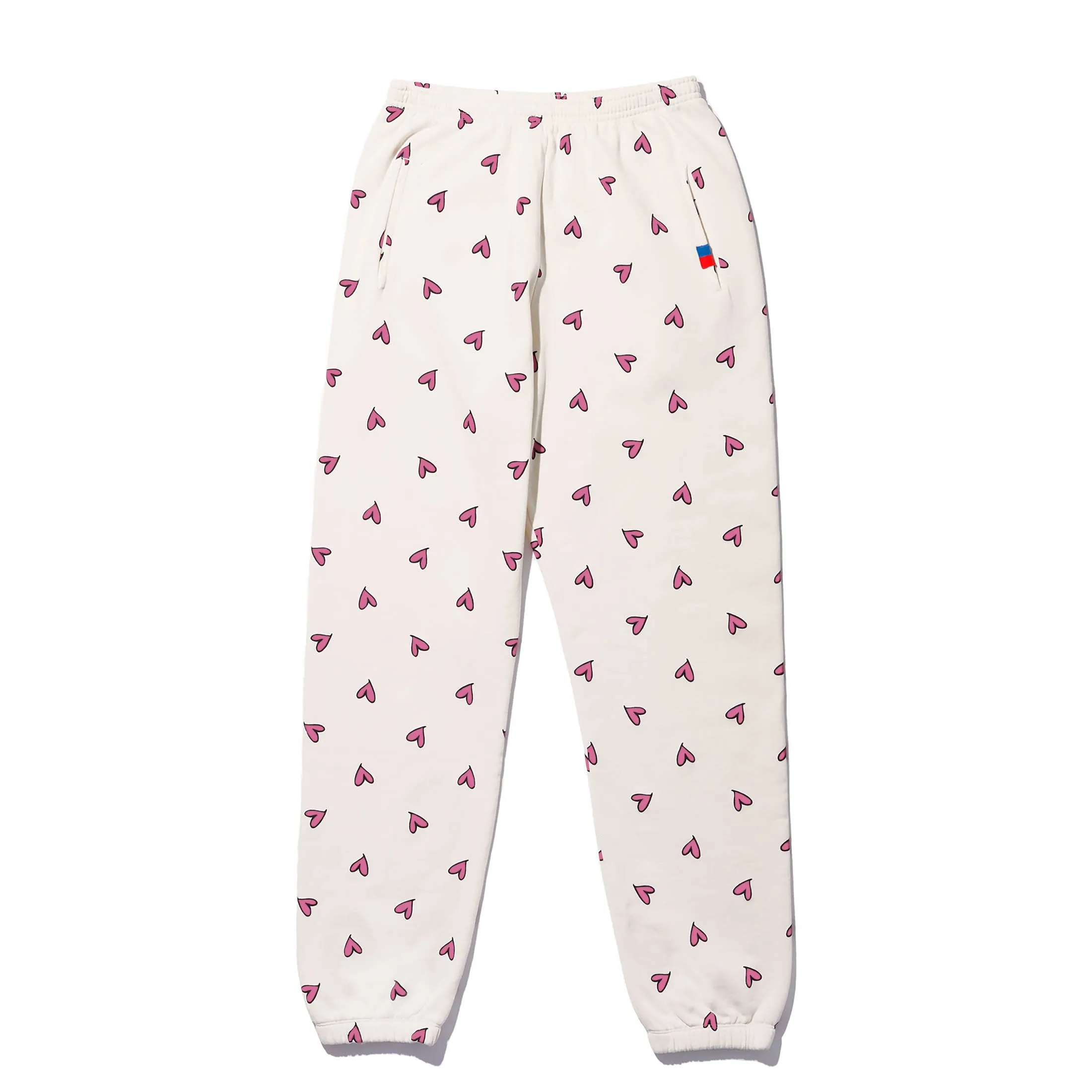 All Over Heart Sweatpants Cream Pink