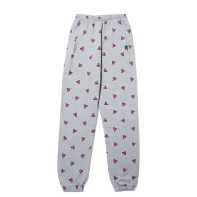 All Over Heart Sweatpants - Heather Grey/Pink