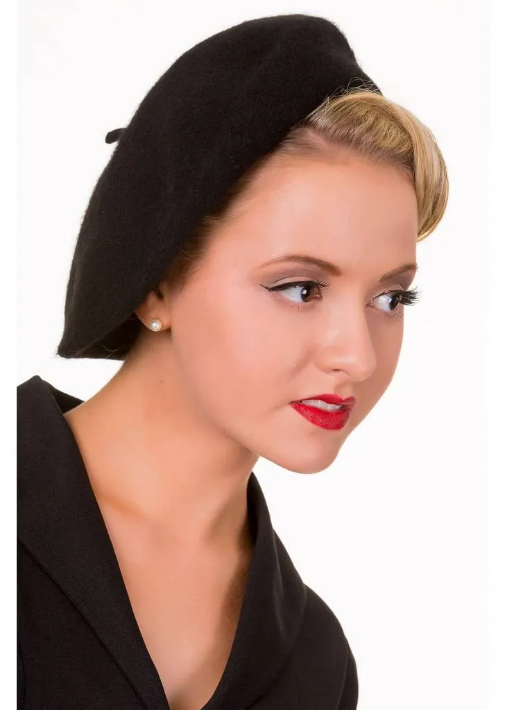 Banned Claire Black Beret 50s