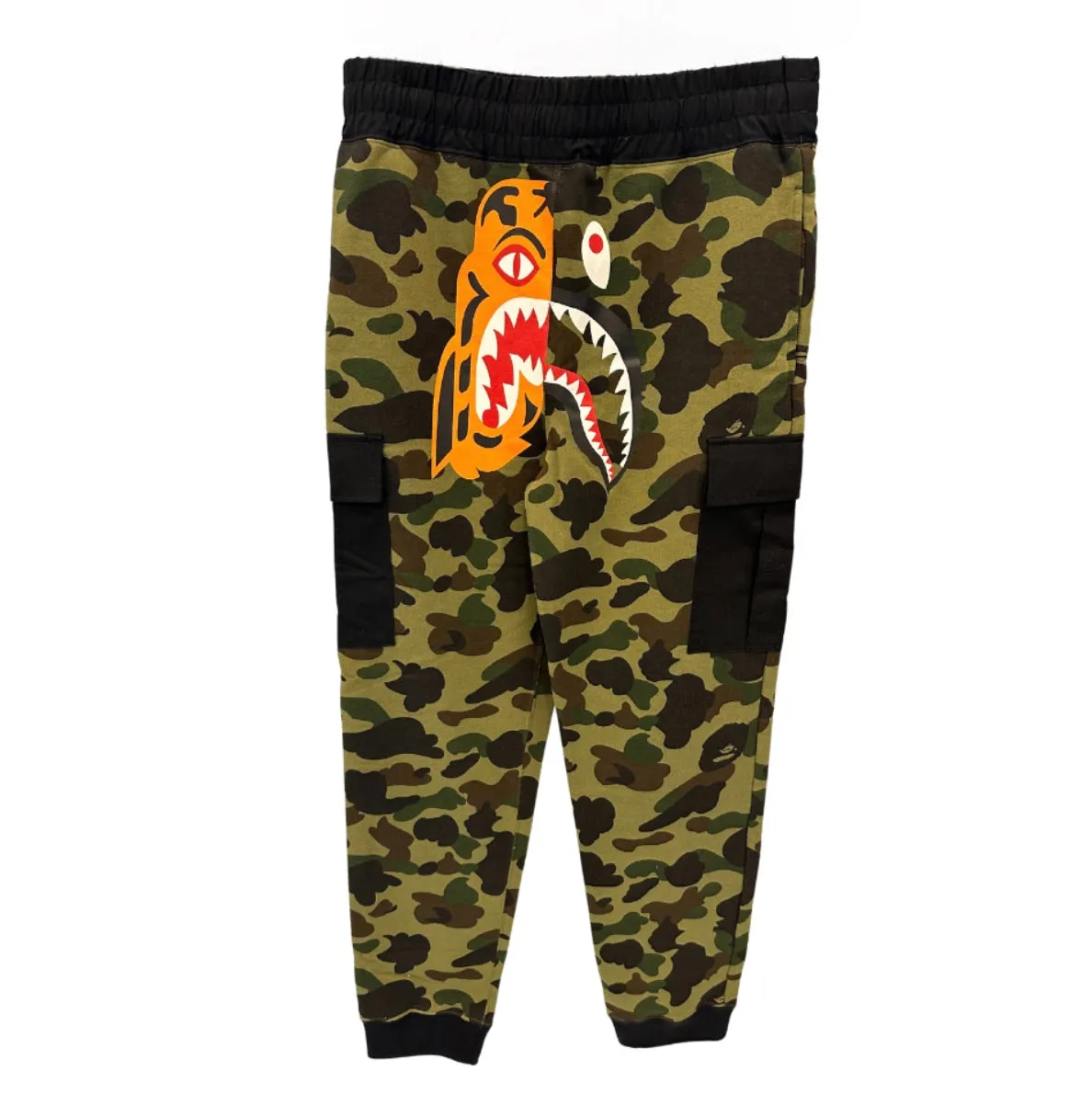 BAPE Green Camo Shark Cargo Sweatpants