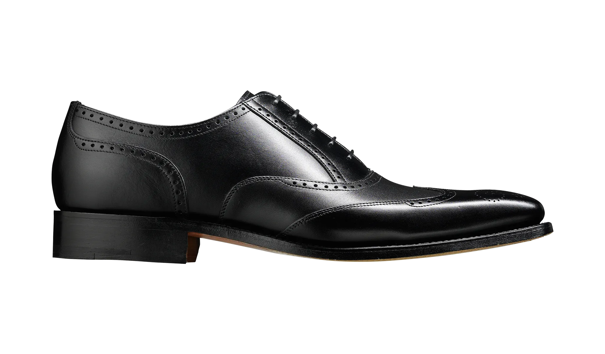 Barker Black Oxford Brogue Shoes - Calf Leather