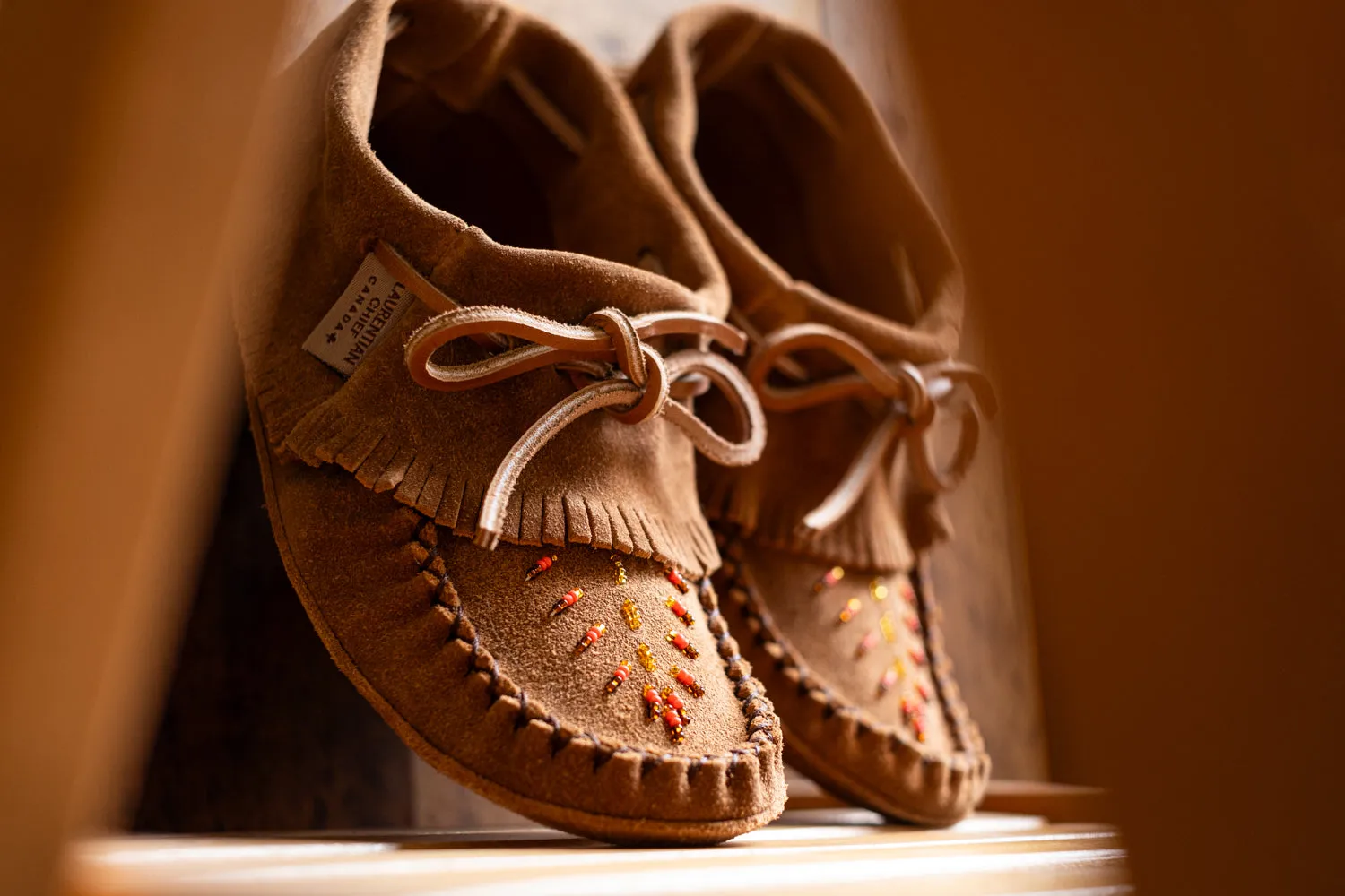 Beaded Suede Leather Fringe Moccasins for Women