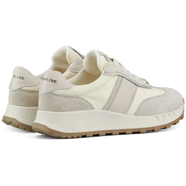 Beige women's sneakers, leather sports shoes for women