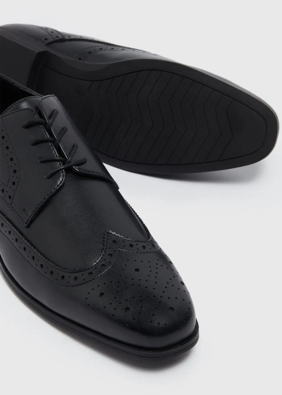 Black Chisel Brogue Shoes