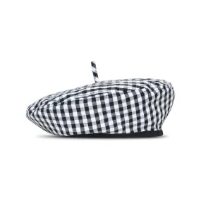 Black Gingham Simone Beret Hat