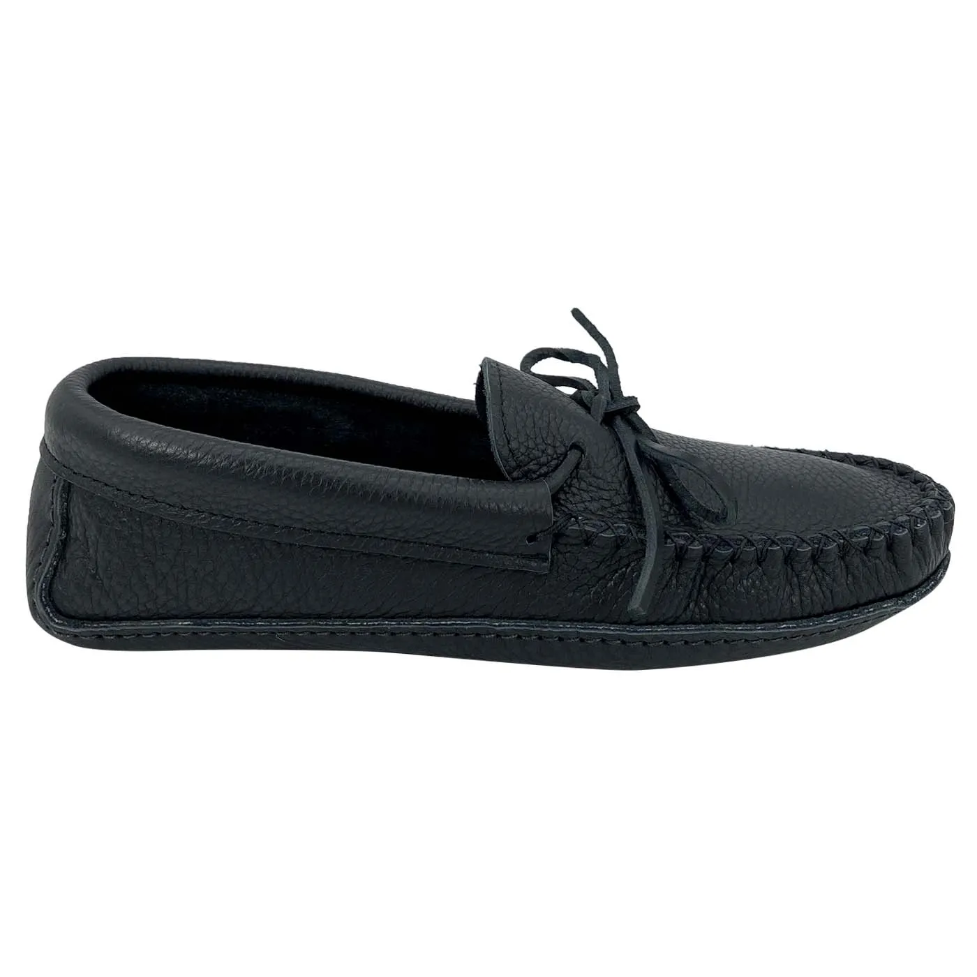 Black Leather Moccasins for Men with Soft Soles