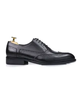 Black Oxford Brogue Wingtip Lace Up