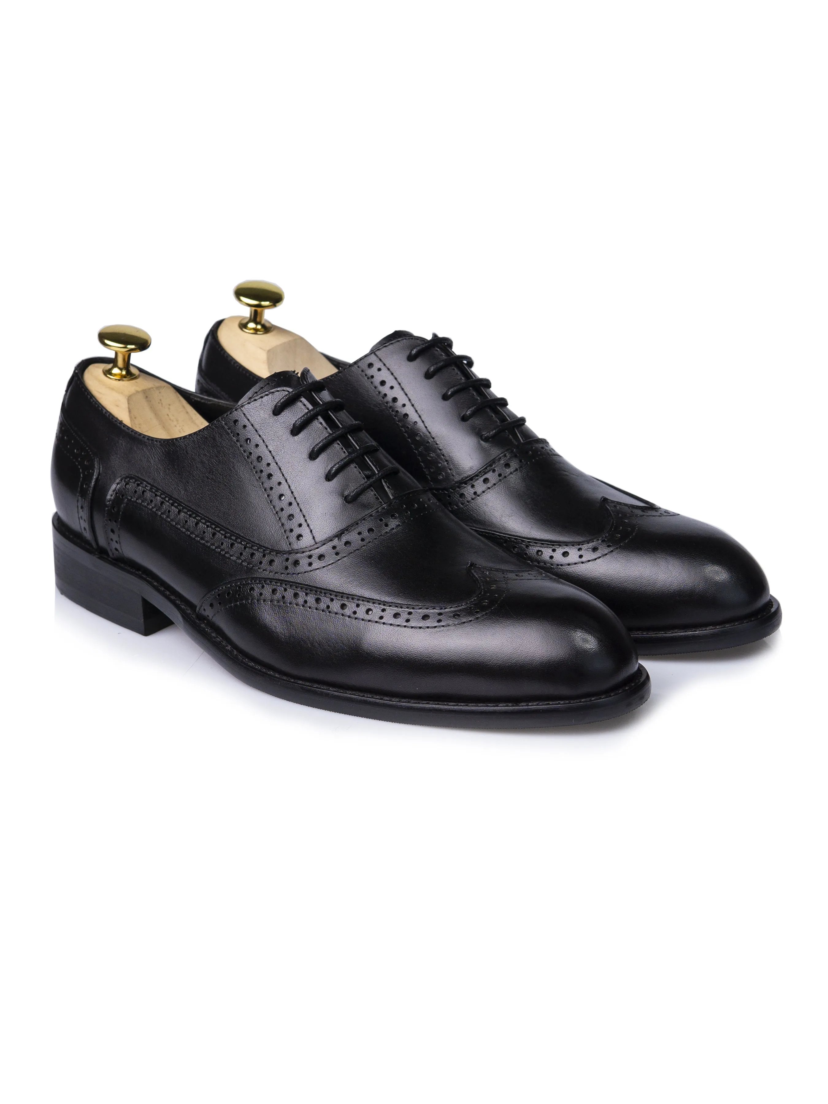 Black Oxford Brogue Wingtip Lace Up