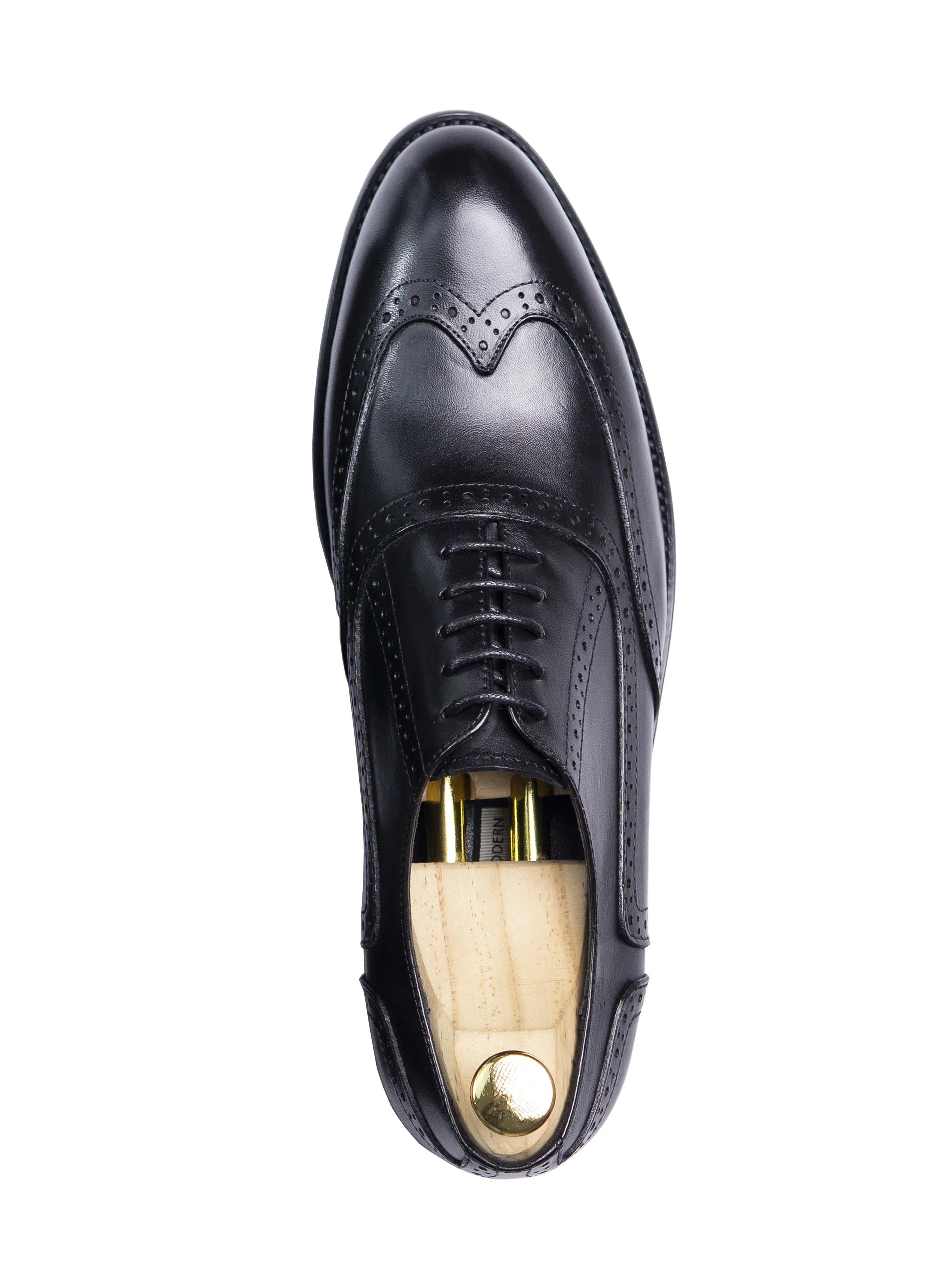 Black Oxford Brogue Wingtip Lace Up