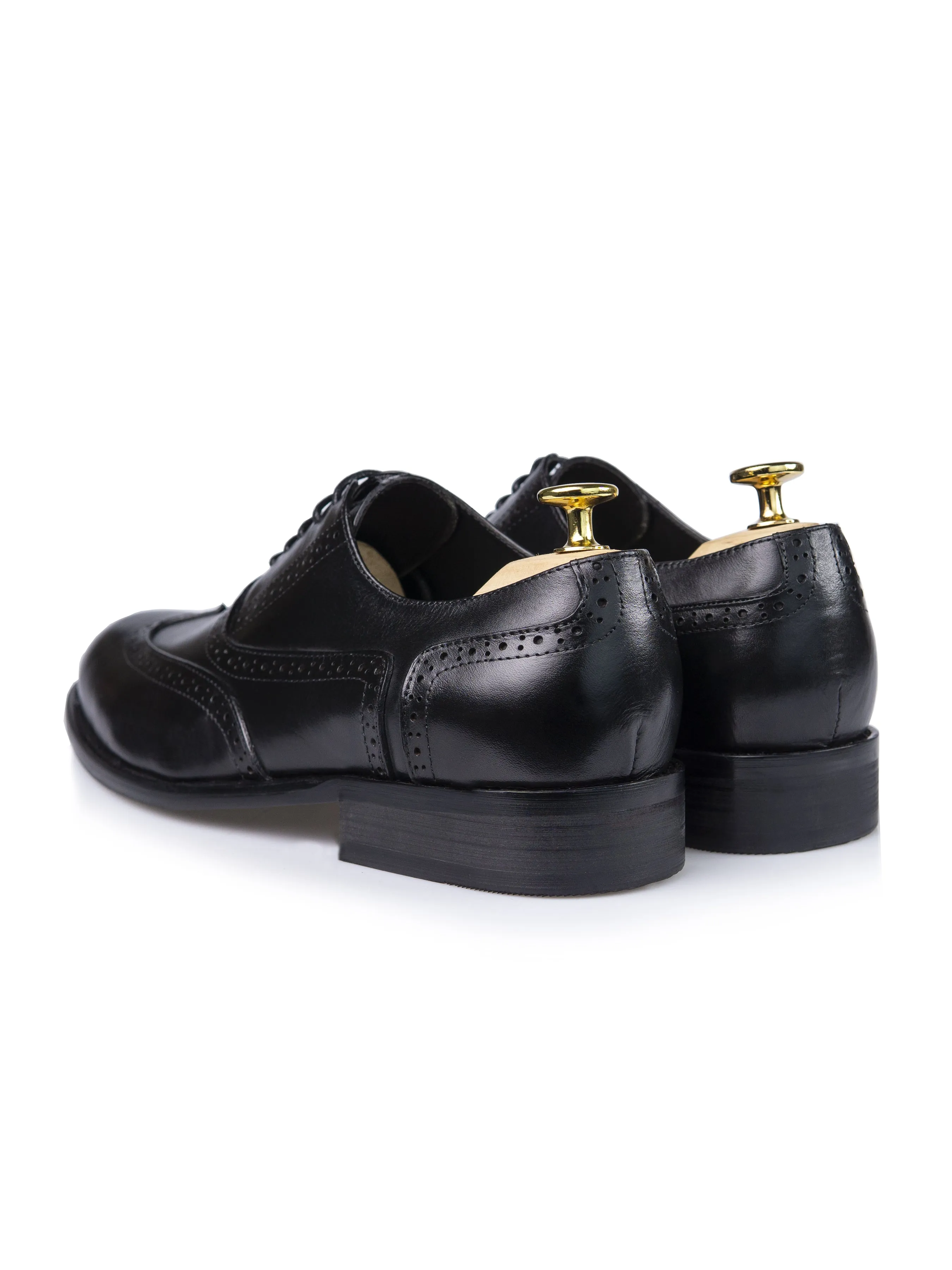 Black Oxford Brogue Wingtip Lace Up