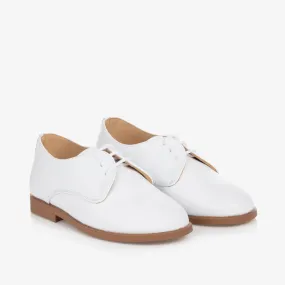 Boys White Leather Brogue Shoes