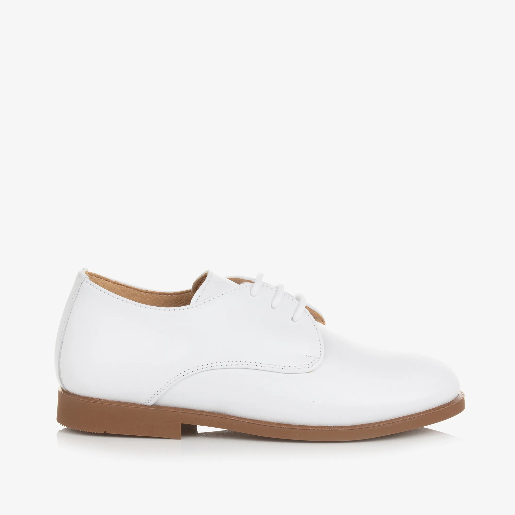 Boys White Leather Brogue Shoes