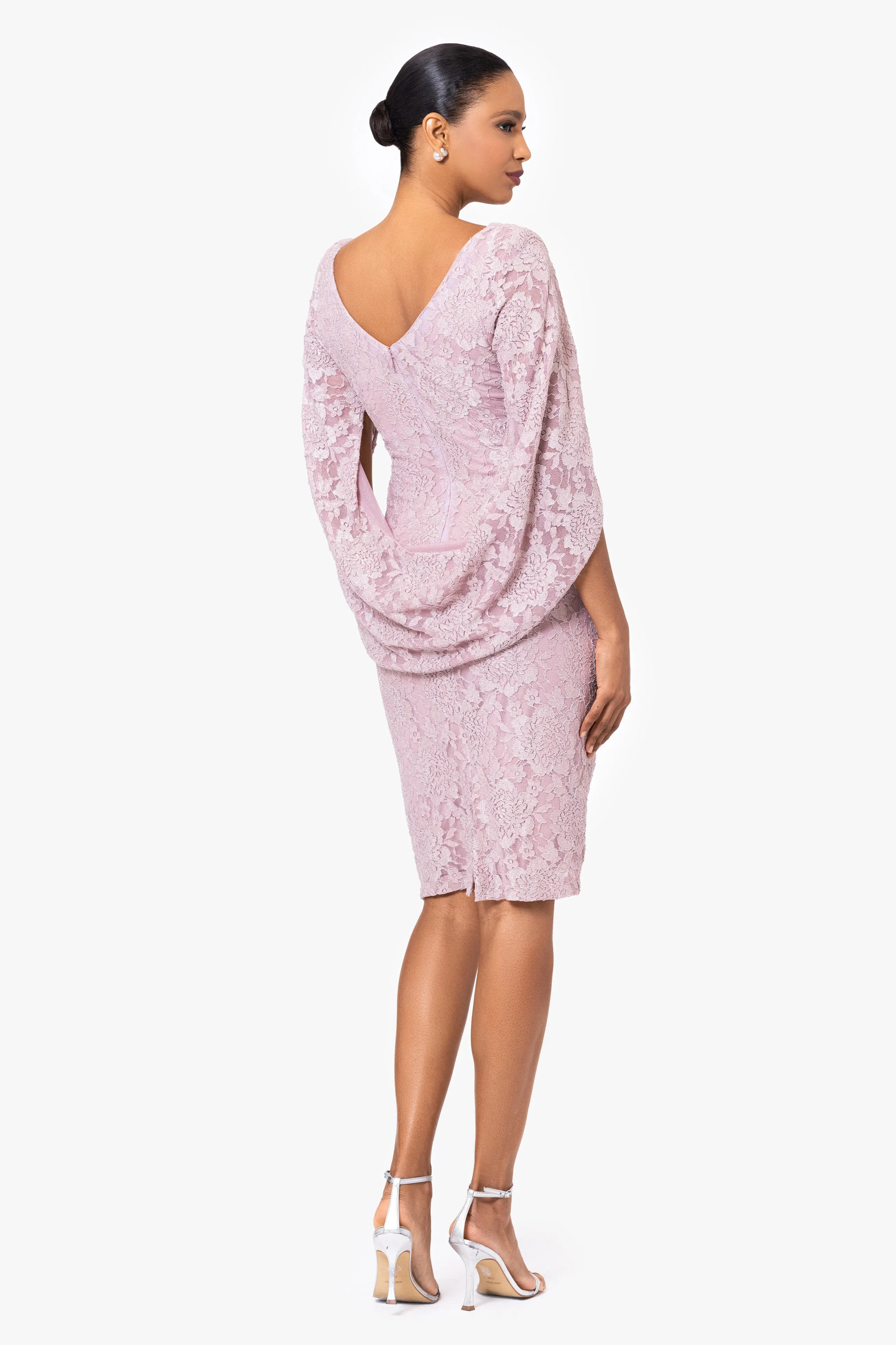 Brie Short Lace Overlay Cape Dress