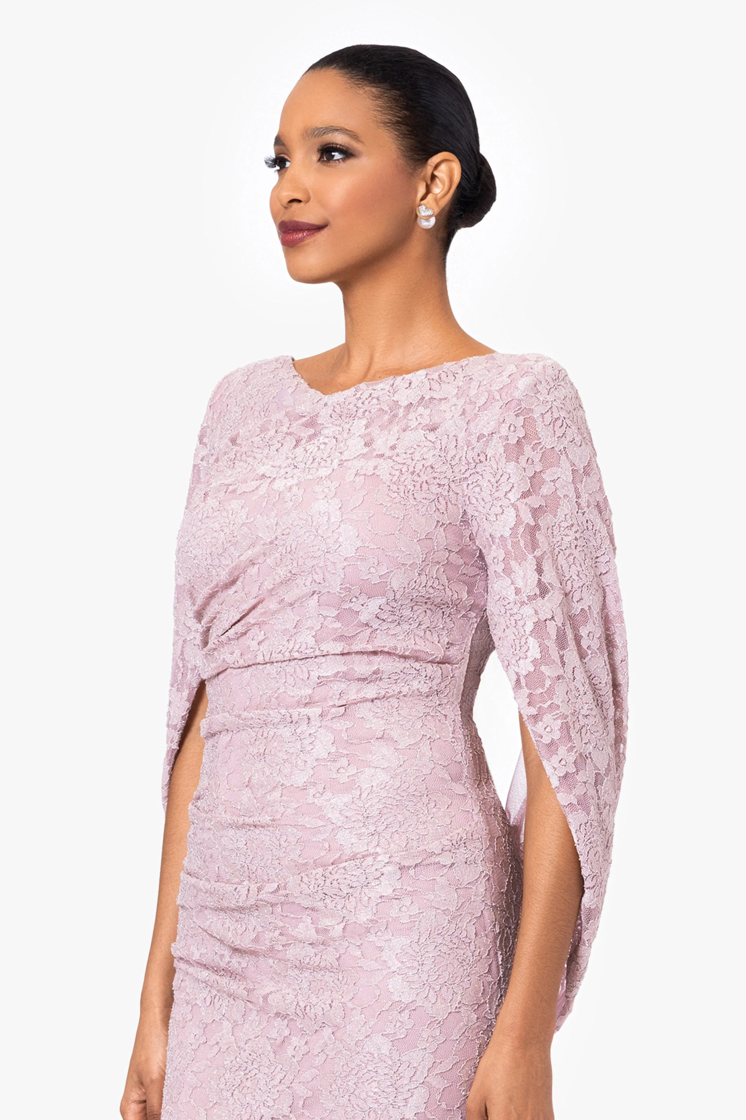 Brie Short Lace Overlay Cape Dress