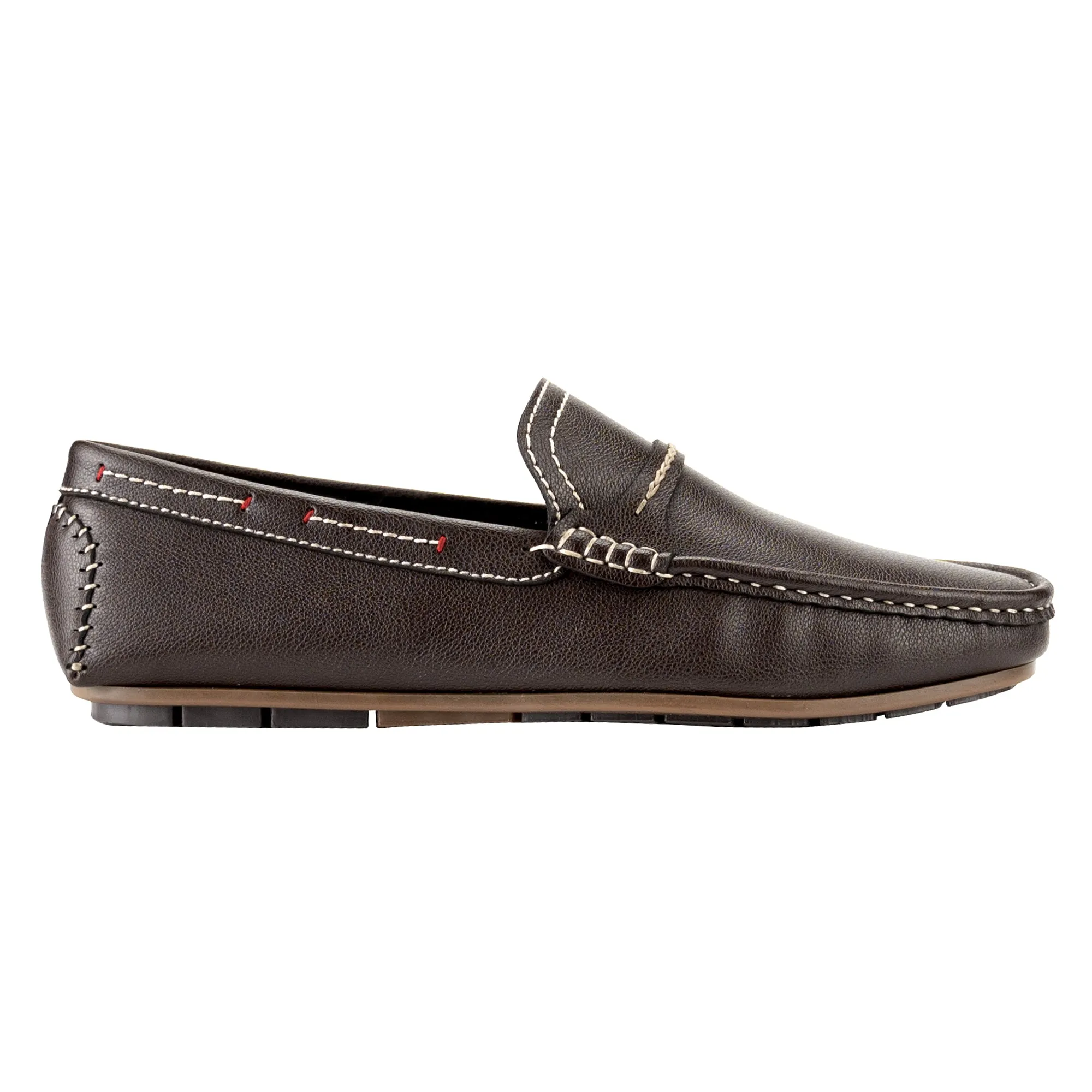 Brown Thread Stitched Moccasins