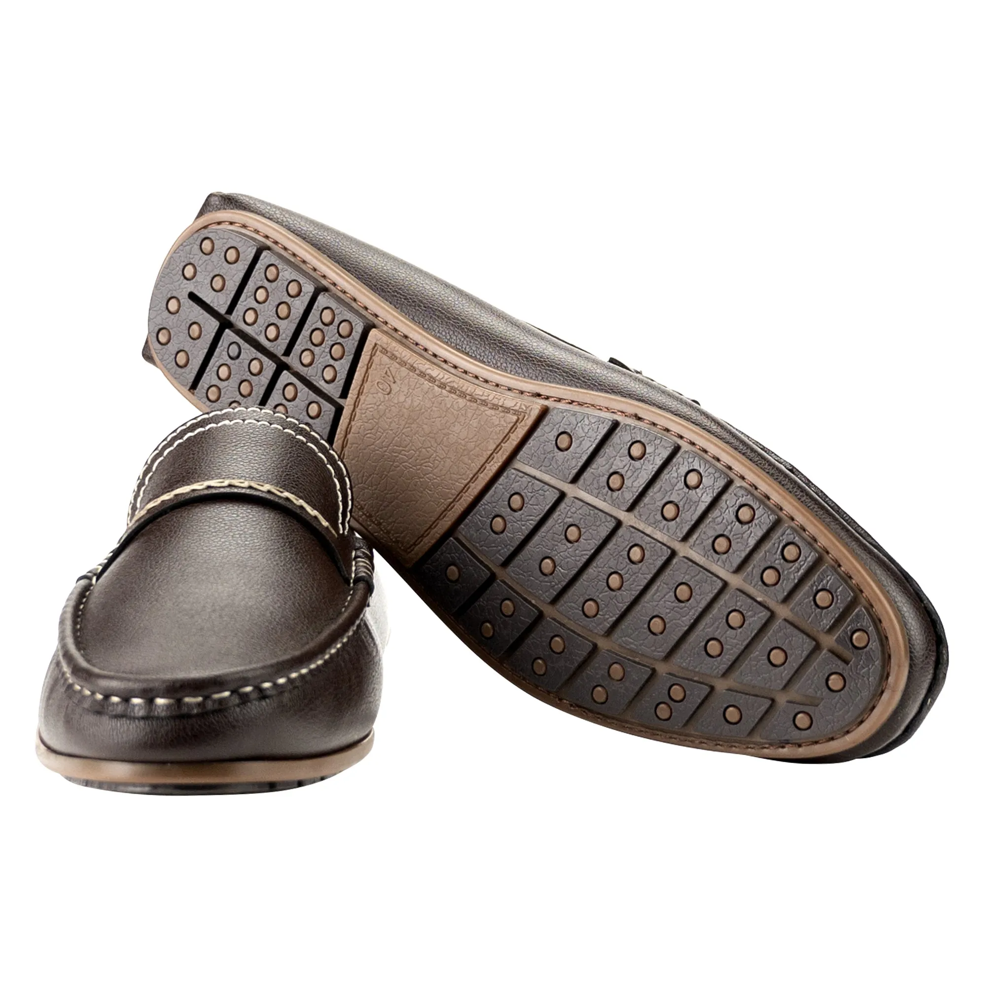 Brown Thread Stitched Moccasins