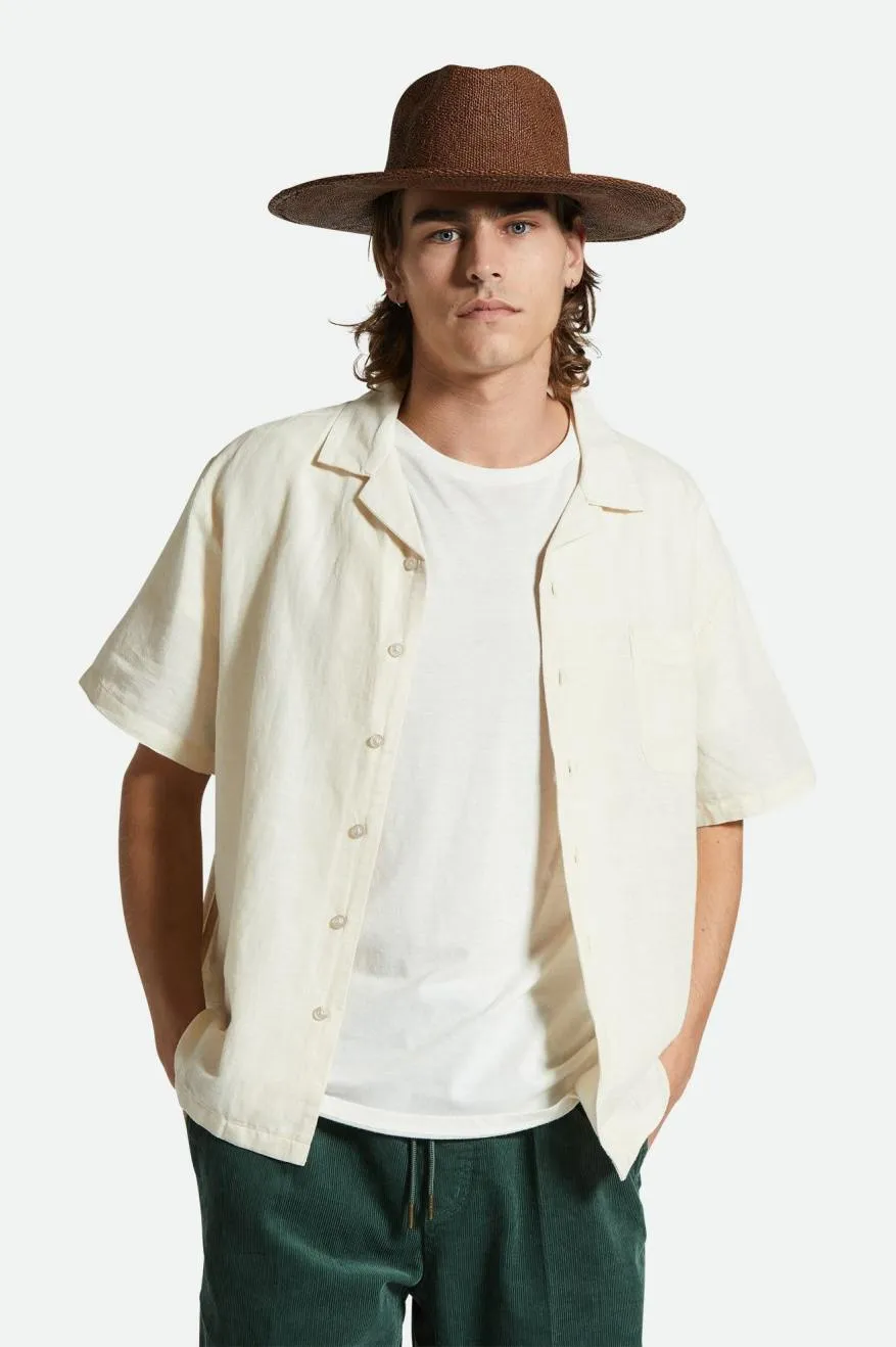 Bunker Linen Blend Short Sleeve Camp Collar Shirt - Whitecap