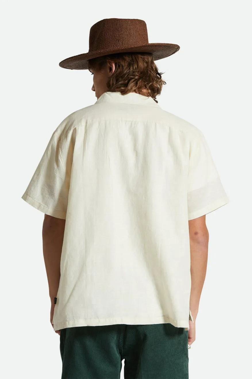 Bunker Linen Blend Short Sleeve Camp Collar Shirt - Whitecap