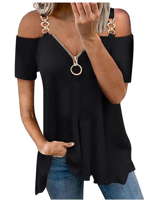 Burgundy Cold Shoulder Tunic Tee Women