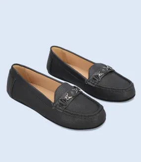 BW8874-BLACK-Women Moccasins - Comfortable and Stylish