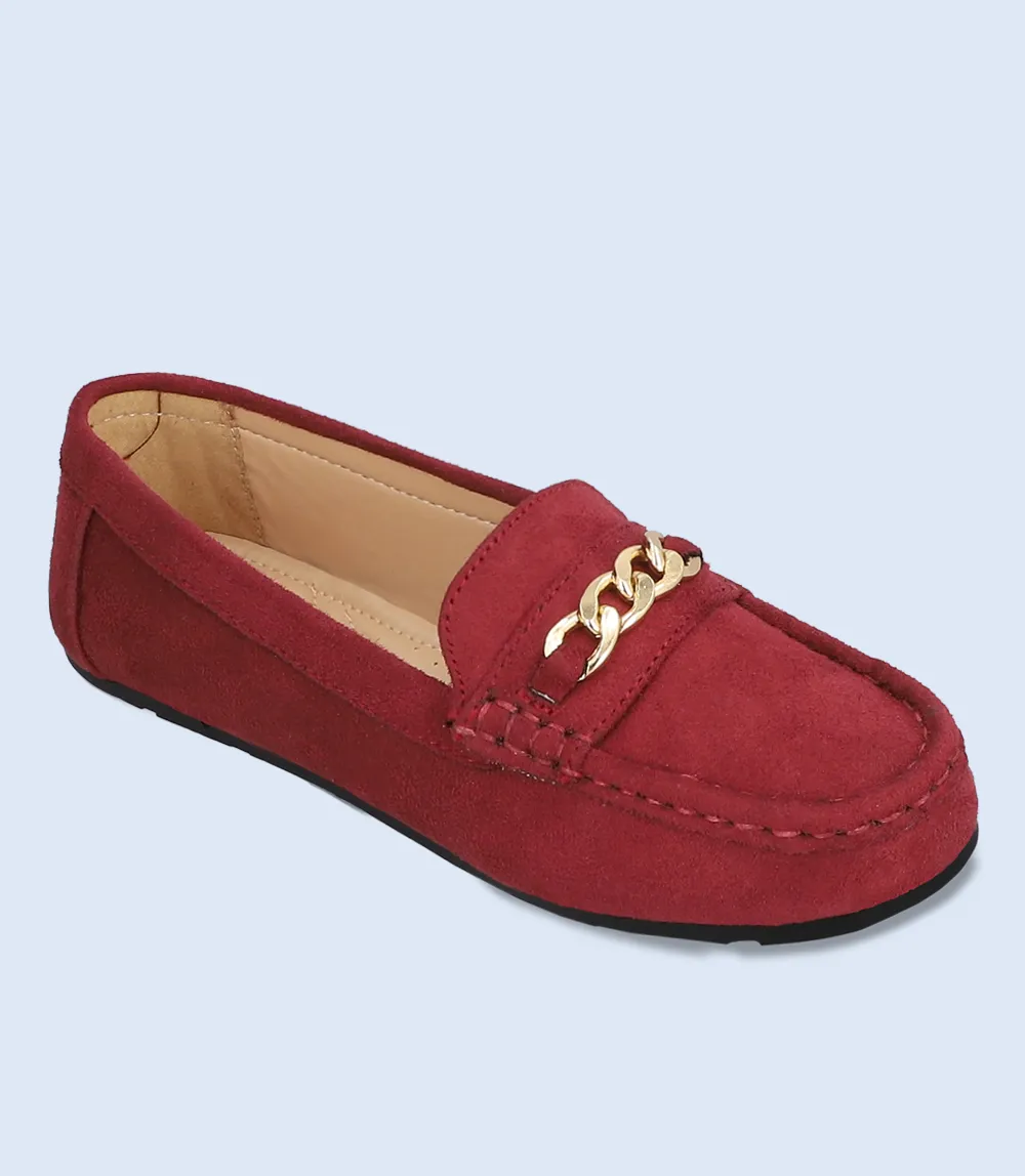 BW8885 Maroon Women Moccasins