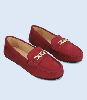 BW8885 Maroon Women Moccasins