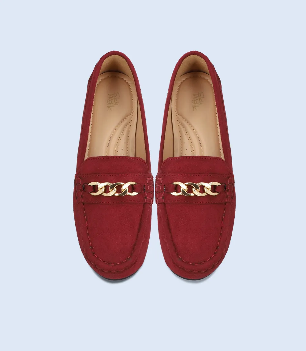 BW8885 Maroon Women Moccasins