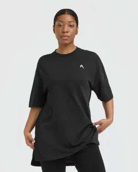 Classic Oversized Longline T-Shirt | Black