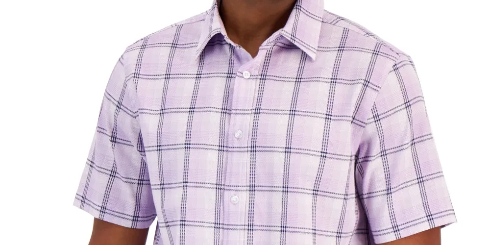 Club Room Men's Giza Plaid Poplin Shirt Purple Size XX-Large