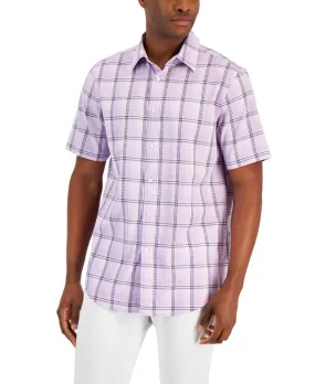 Club Room Men's Giza Plaid Poplin Shirt Purple Size XX-Large