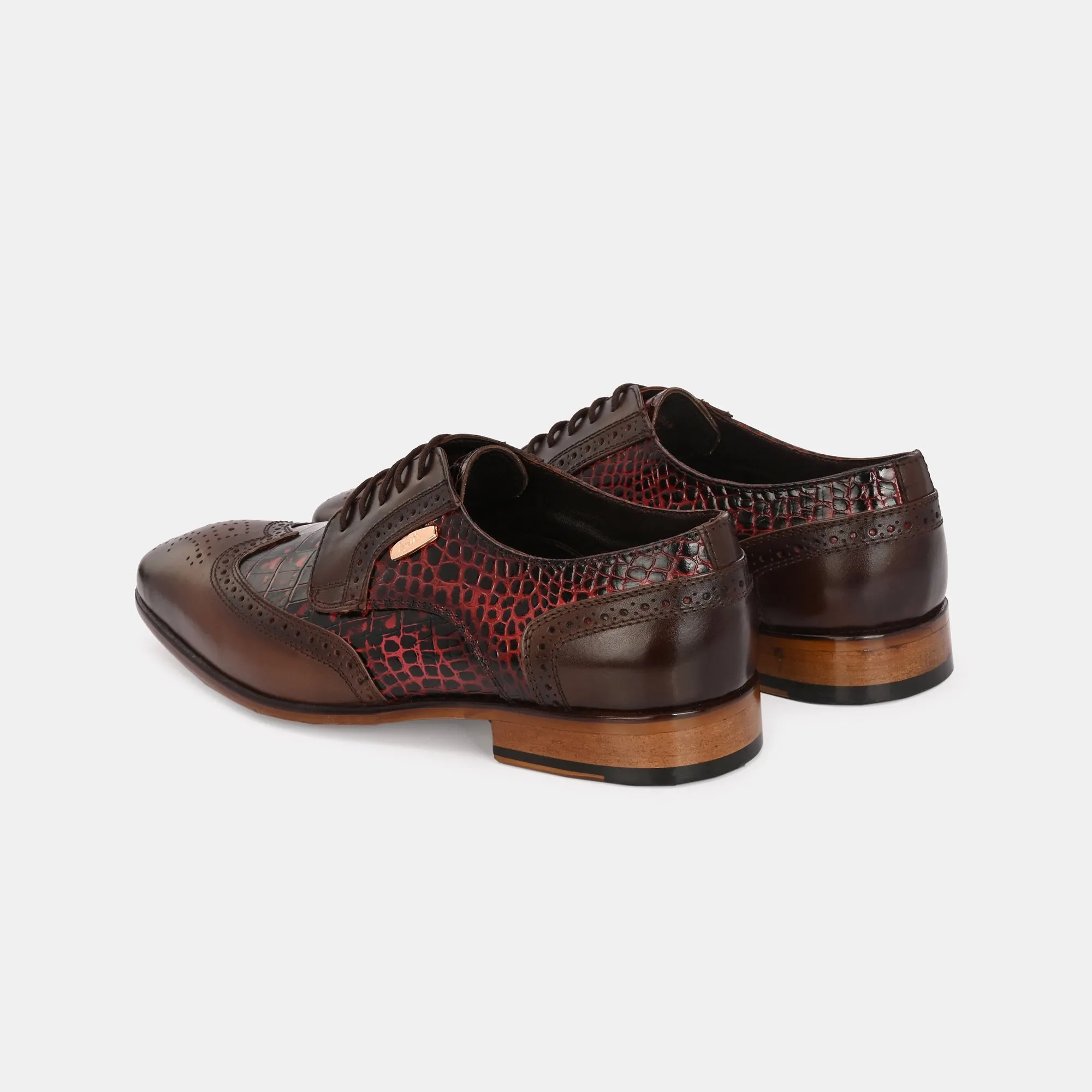 Colour-Blocked Lace-Up Brogues - Lafattio