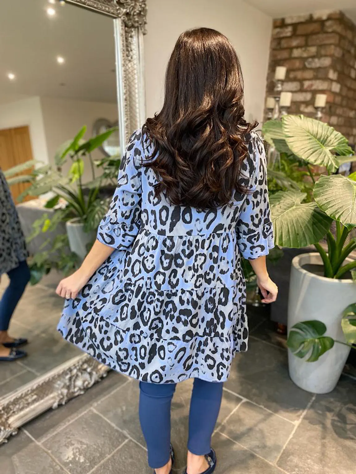 Denim Leopard Tiered Tunic Rachel