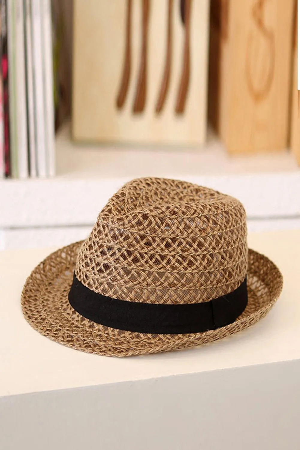 Fedora Hat with Wide Brim Straw