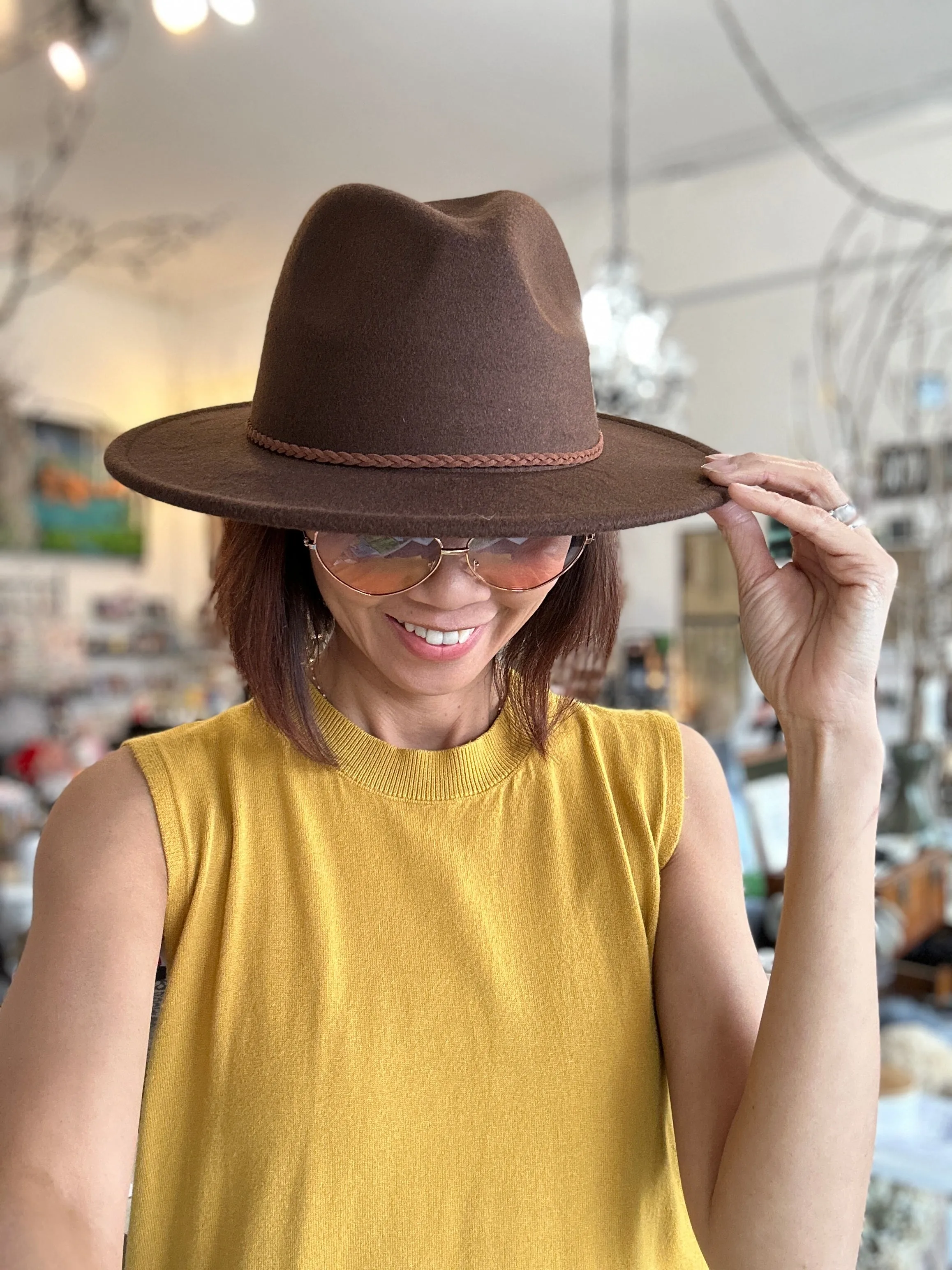 Felt Fedora Hat with Medium Brim