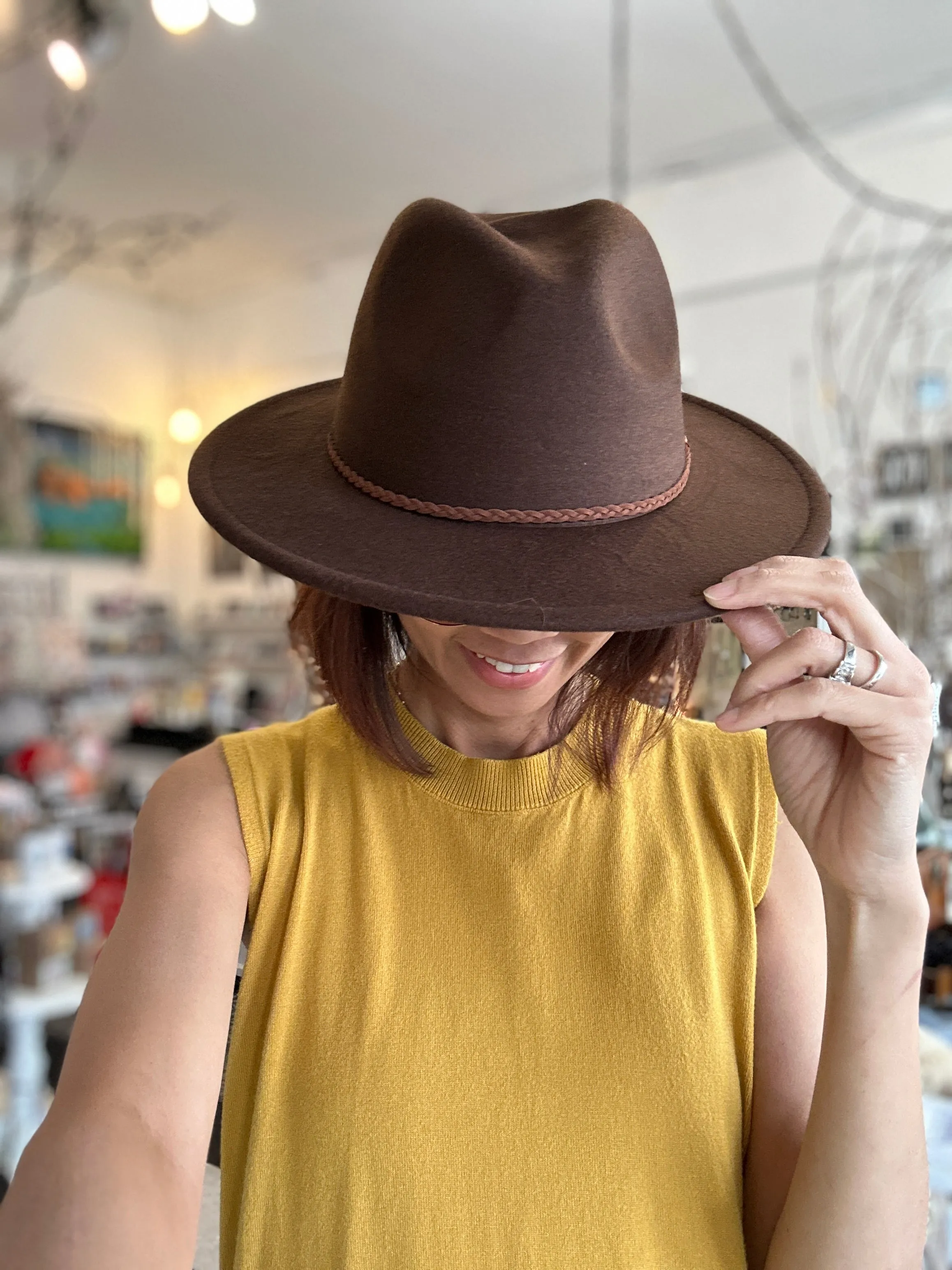 Felt Fedora Hat with Medium Brim