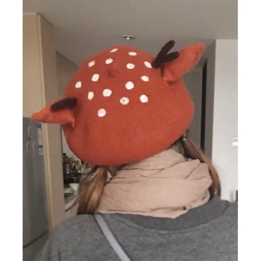 Felted Wool Beret - Oh Deer