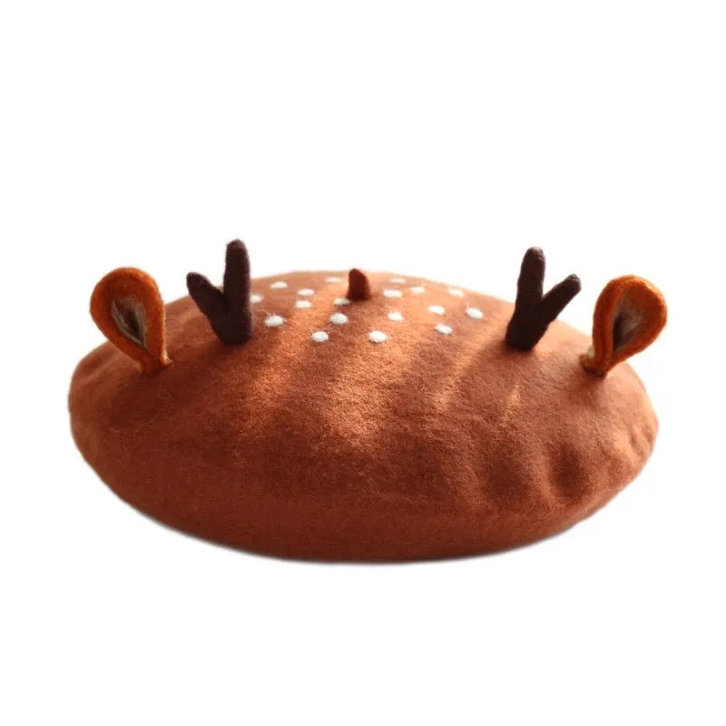 Felted Wool Beret - Oh Deer