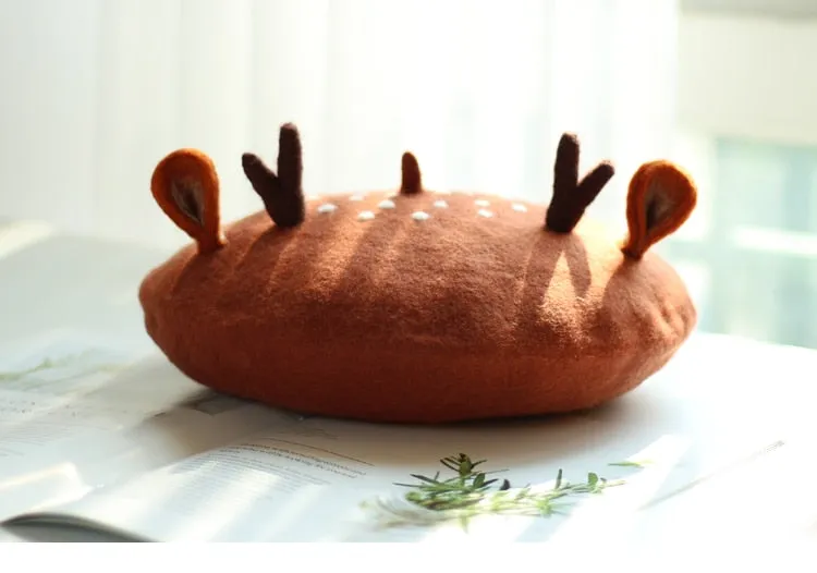 Felted Wool Beret - Oh Deer