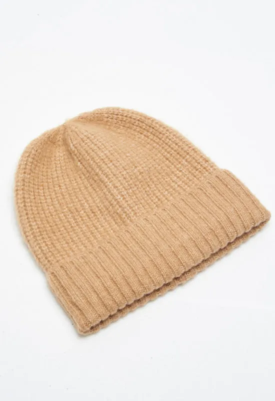 Free People Winnie Waffle Beanie in Camel