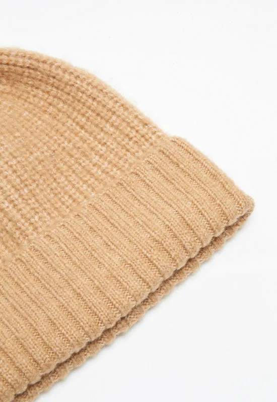 Free People Winnie Waffle Beanie in Camel