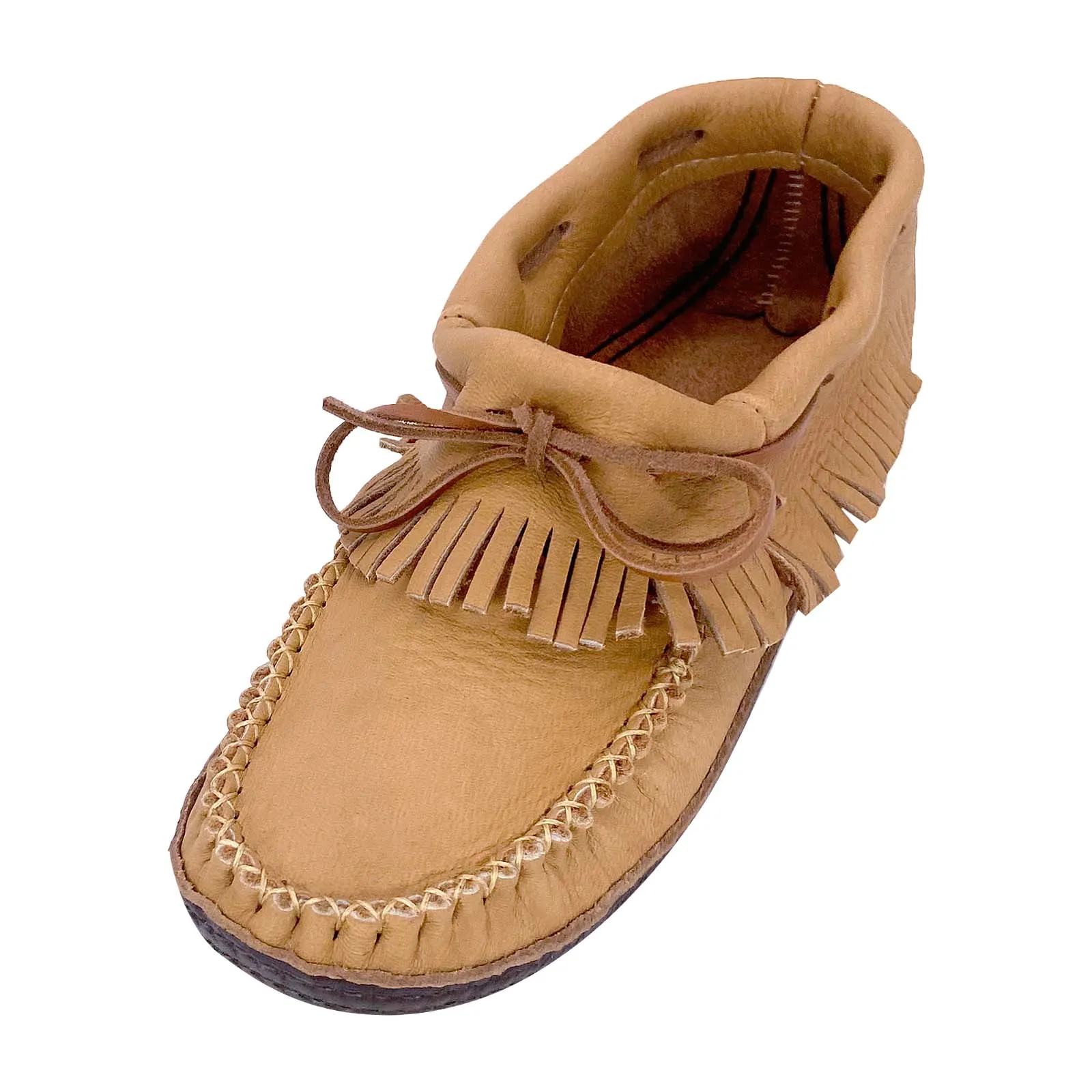 Fringed Moose Hide Grounding Moccasins for Men