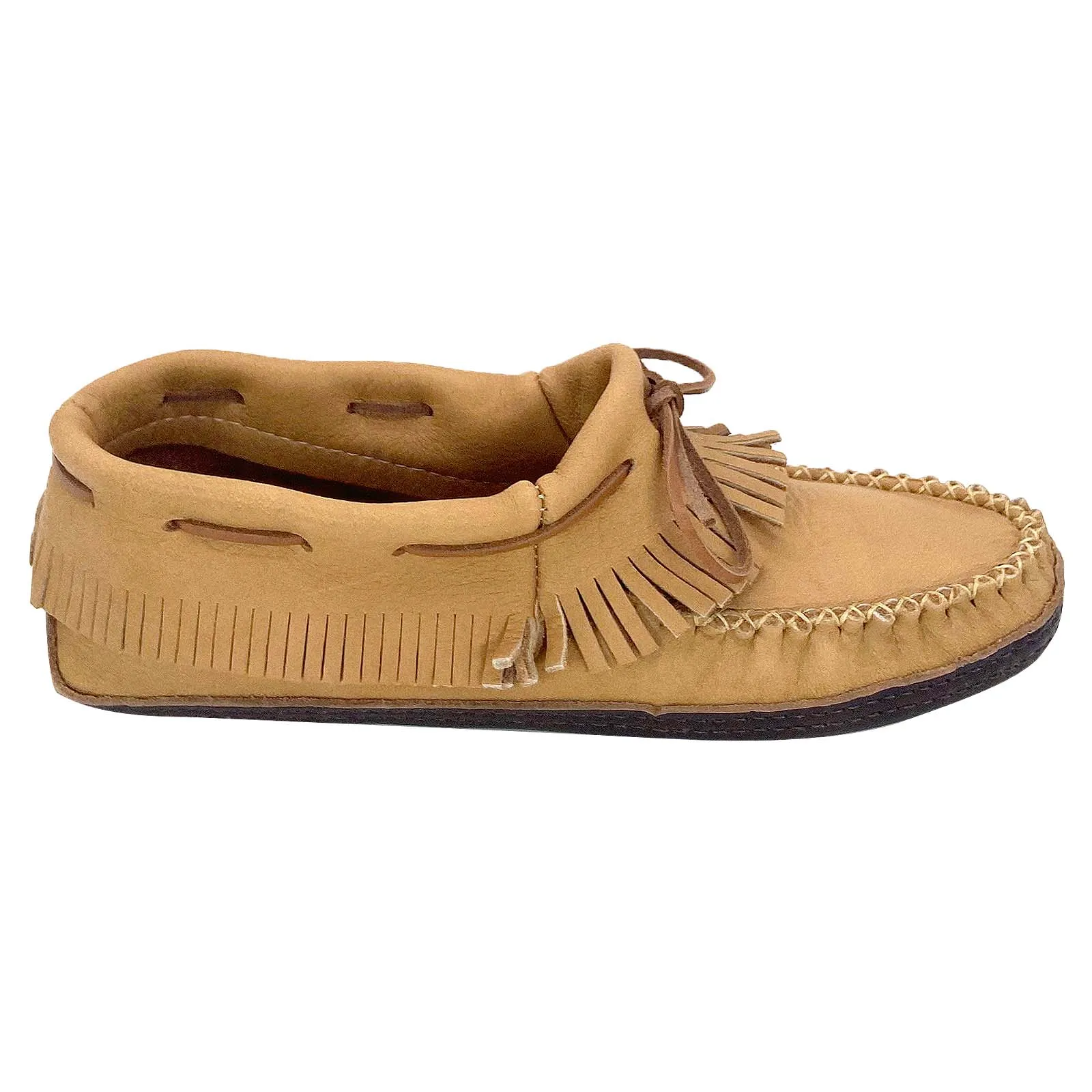 Fringed Moose Hide Grounding Moccasins for Men