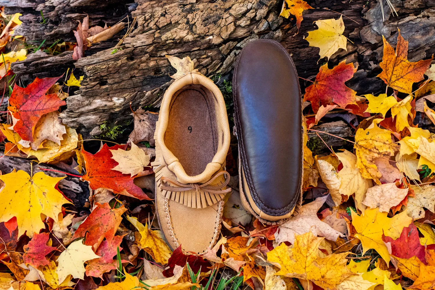 Fringed Moose Hide Grounding Moccasins for Men