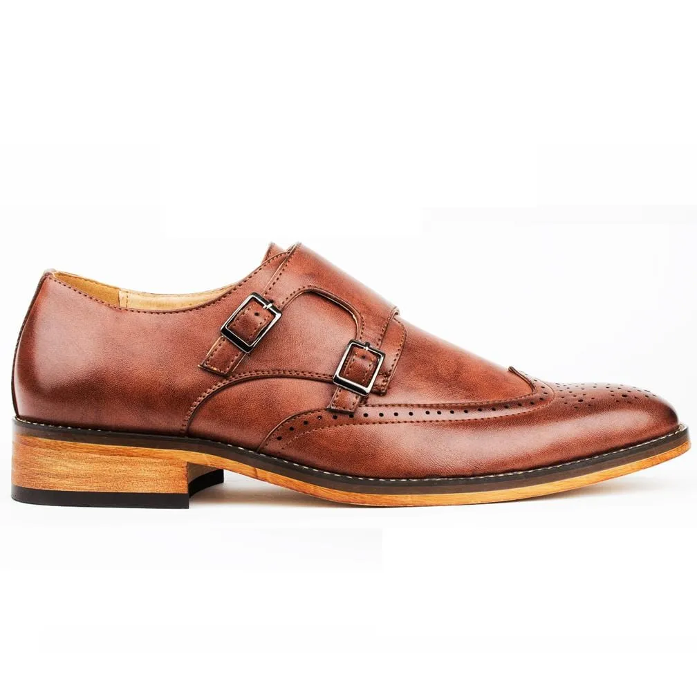 Gino Vitale Brogue Monk Strap Dress Shoes.