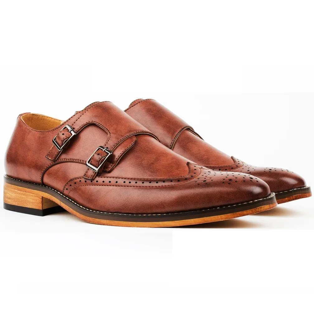 Gino Vitale Brogue Monk Strap Dress Shoes.