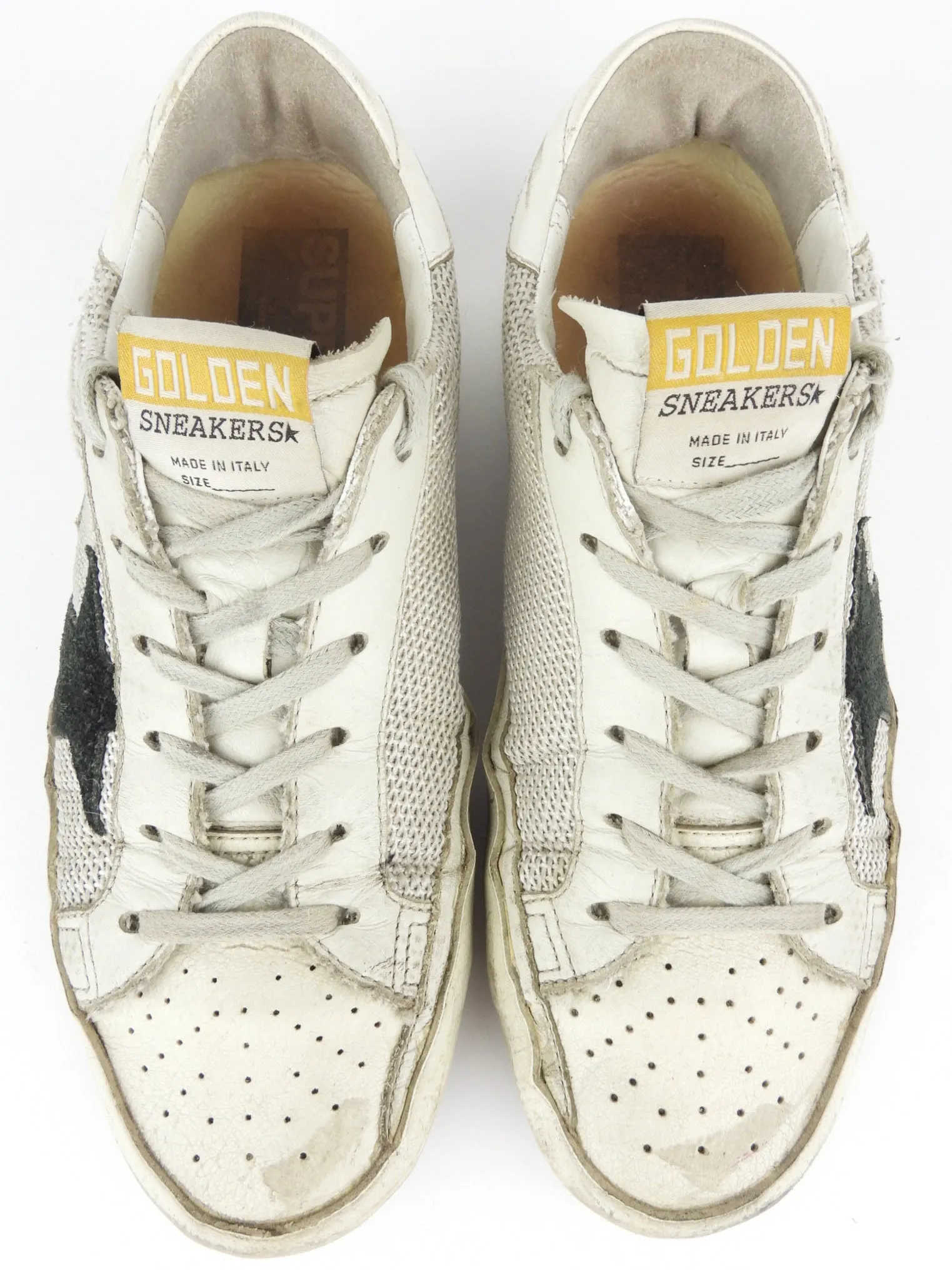 Golden Goose White Leather and Mesh Superstar Low Top Sneakers - Size 38 EU | 8 US